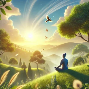 AI generated image illustrating mindfulness through yoga