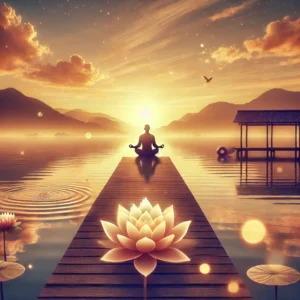 AI generated image illustrating stress relief through yoga